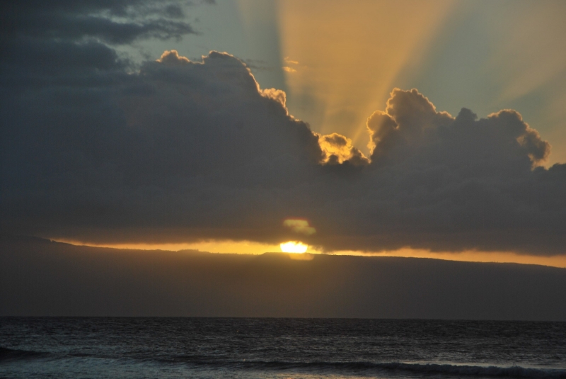 sunset, rays, maui