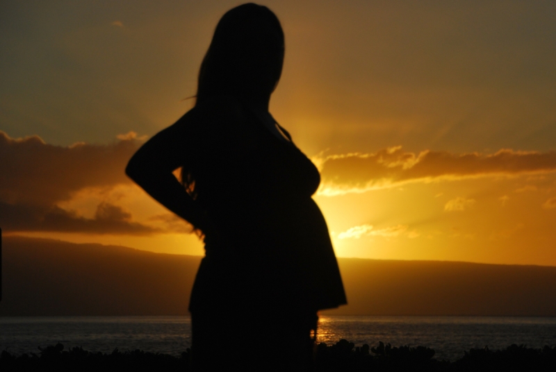 pregnant, belly, sunset