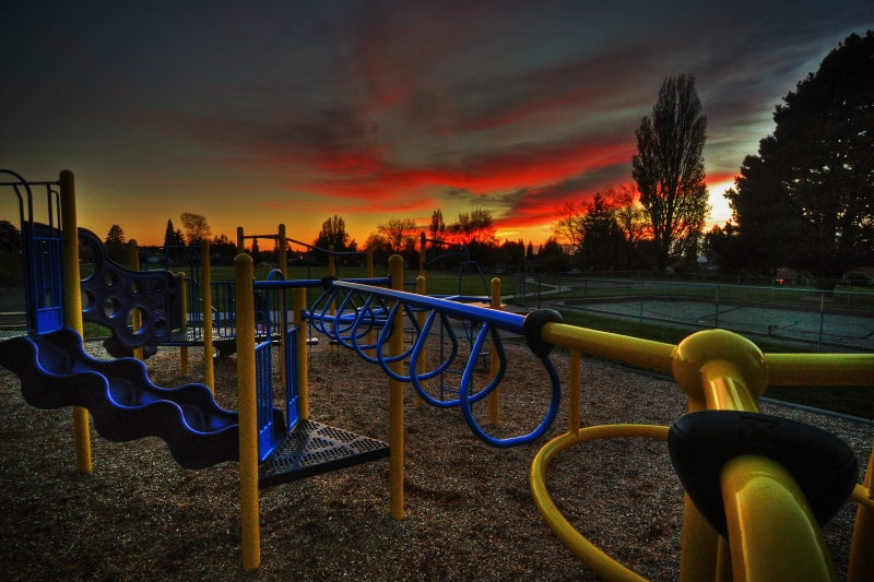 jane clark park, sunset, north tacoma, playground