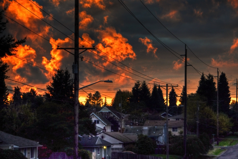 sunset, north tacoma