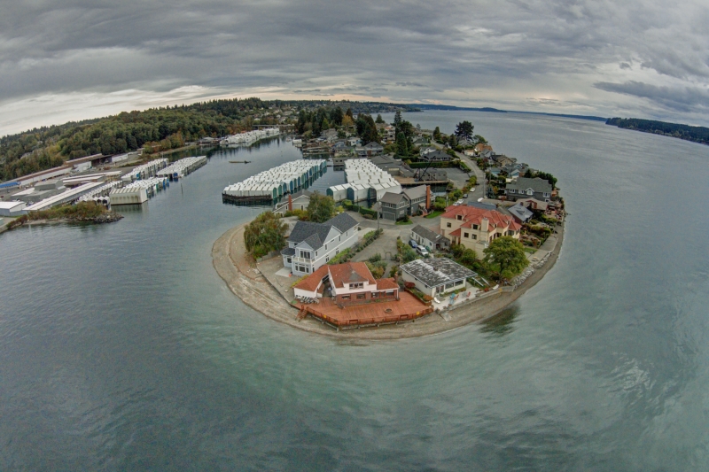 day island, aerial, north end, narrows, marina, puget sound